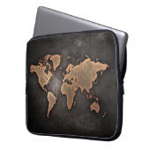 Weltkarte Leder geographisch braun Laptopschutzhülle (Vorderseite Links)