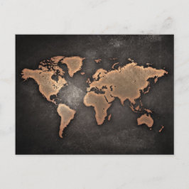 Weltkarte Leder geographisch braun Postkarte