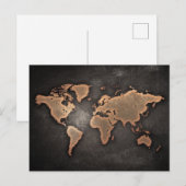 Weltkarte Leder geographisch braun Postkarte (Vorne/Hinten)