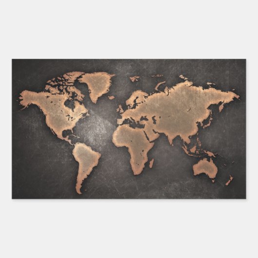 Weltkarte Leder geographisch braun Rechteckiger Aufkleber (Vorderseite)