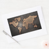 Weltkarte Leder geographisch braun Rechteckiger Aufkleber (Umschlag)