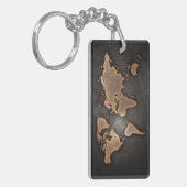 Weltkarte Leder geographisch braun Schlüsselanhänger (Vorderseite links)