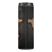 Weltkarte Leder geographisch braun Thermosbecher (Rückseite)