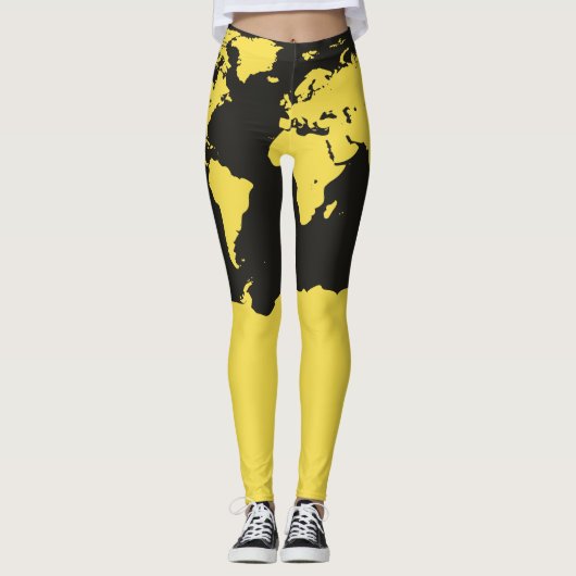 Weltkarte Leggings (Vorderseite)