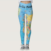 Weltkarte Leggings IHR NAME Yoga Pants S to XL (Vorderseite)