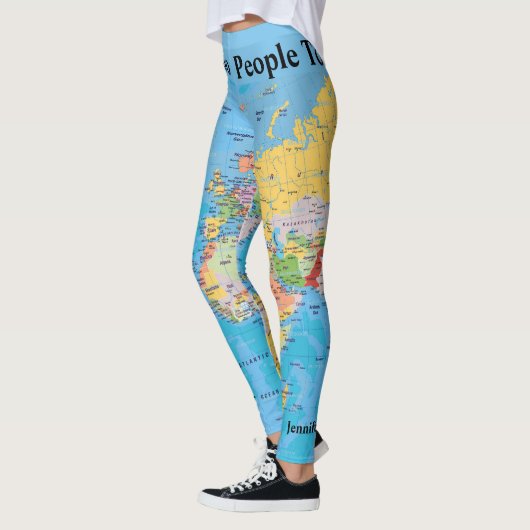 Weltkarte Leggings IHR NAME Yoga Pants S to XL (Links)
