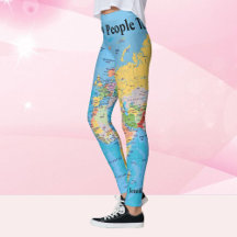 Weltkarte Leggings IHR NAME Yoga Pants S to XL