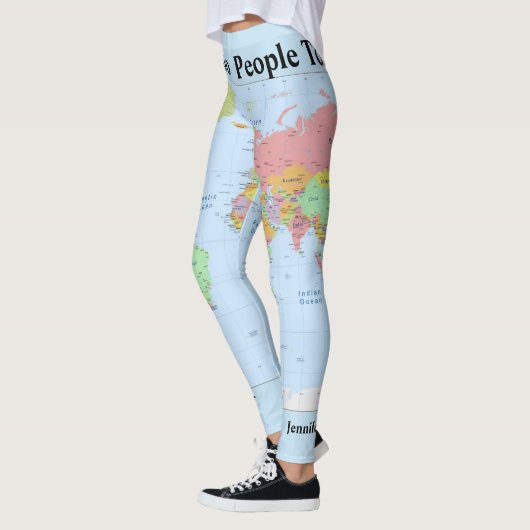 Weltkarte Leggings IHR NAME Yoga Pants S to XL (Links)