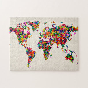 Weltkarte Love Hearts Puzzle