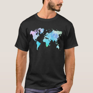 Weltkarte Lover Geschenk Spaß Wasserfarbe T-Shirt