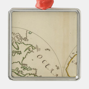 Weltkarte mit 4 Teilen Silbernes Ornament
