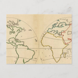 Weltkarte mit 5 Zonen Postkarte