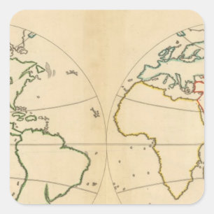 Weltkarte mit 5 Zonen Quadratischer Aufkleber