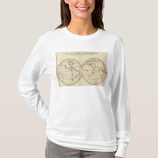 Weltkarte mit Breite und Longititude T-Shirt (Vorderseite)