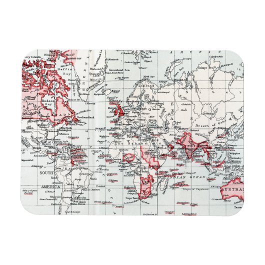 Weltkarte mit britischen Sitzungsszenarien im Jahr Magnet (Horizontal)