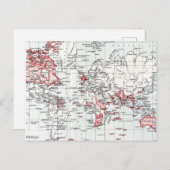 Weltkarte mit britischen Sitzungsszenarien im Jahr Postkarte (Vorne/Hinten)