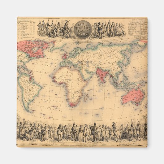Weltkarte mit dem britischen Empire Magnet (Vorne)