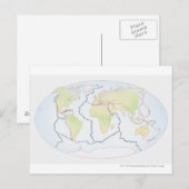 Weltkarte mit den Plattenrändern Postkarte (Vorne/Hinten)