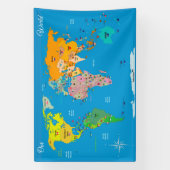 Weltkarte mit Flaggen Banner (Vertikal)