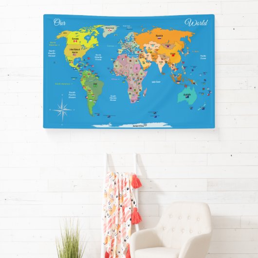 Weltkarte mit Flaggen Banner (InSitu)