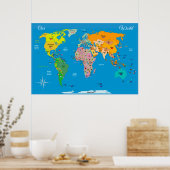 Weltkarte mit Flaggen Poster (Küche)