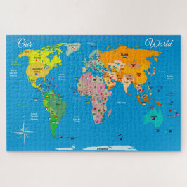 Weltkarte mit Flaggen Puzzle