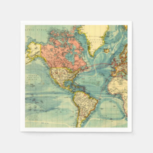 Weltkarte mit Geografie der United Staaten Maps Serviette