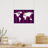 Weltkarte mit Haien Poster (Küche)