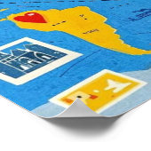 Weltkarte mit herzlichen Buttonen und Sehenswürdig Poster (Ecke)