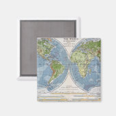 Weltkarte mit Höhenangabe der Meerestiefe des Land Magnet (Vorderseite/Rückseite)