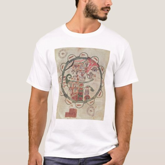 Weltkarte mit Jerusalem in der Mitte T-Shirt (Vorderseite)