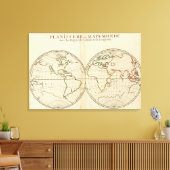 Weltkarte mit Latitude und Longititude Leinwanddruck (Insitu (Wohnzimmer))