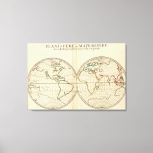 Weltkarte mit Latitude und Longititude Leinwanddruck