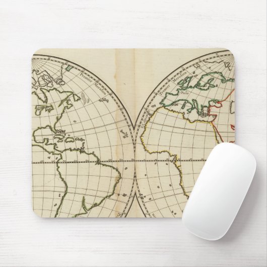 Weltkarte mit Latitude und Longititude Mousepad (Mit Mouse)
