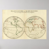 Weltkarte mit Latitude und Longititude Poster (Vorne)