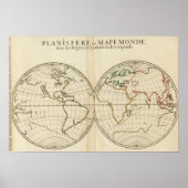 Weltkarte mit Latitude und Longititude Poster (Vorne)