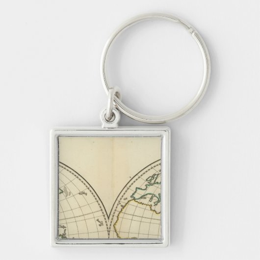 Weltkarte mit Latitude und Longititude Schlüsselanhänger (Vorne)