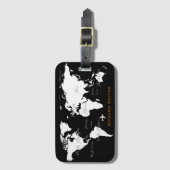 Weltkarte mit Namen Schwarz/Weiß Gepäckanhänger (Vorderseite Vertikal)