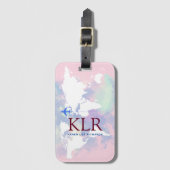 Weltkarte mit personalisierten Initialen Gepäckanhänger (Vorderseite Vertikal)