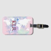 Weltkarte mit personalisierten Initialen Gepäckanhänger (Vorderseite (Horizontal))