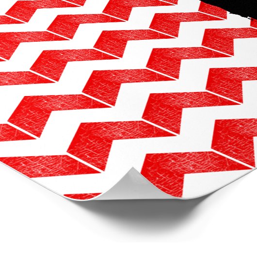 Weltkarte mit roten Zickzack Mustern Poster (Ecke)