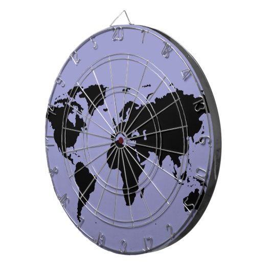 Weltkarte mit schwarzer Grafik Dartscheibe (Vorderseite rechts)