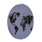 Weltkarte mit schwarzer Grafik Dartscheibe (Vorderseite Links)