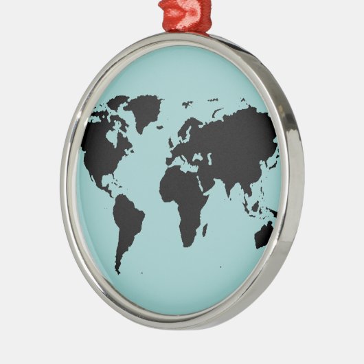 Weltkarte mit schwarzer Grafik Silbernes Ornament (Links)