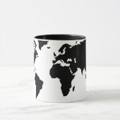Weltkarte mit schwarzer Grafik Tasse (Zentrum)