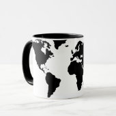 Weltkarte mit schwarzer Grafik Tasse (Vorderseite Links)