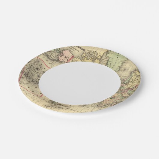 Weltkarte mit Seewegen für Explorers Pappteller (Schrägansicht)