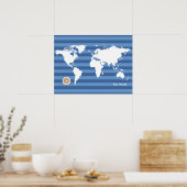 Weltkarte mit Streifen Poster (Küche)