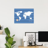 Weltkarte mit Streifen Poster (Heimbüro)