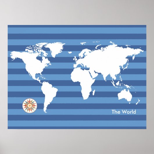 Weltkarte mit Streifen Poster (Vorne)